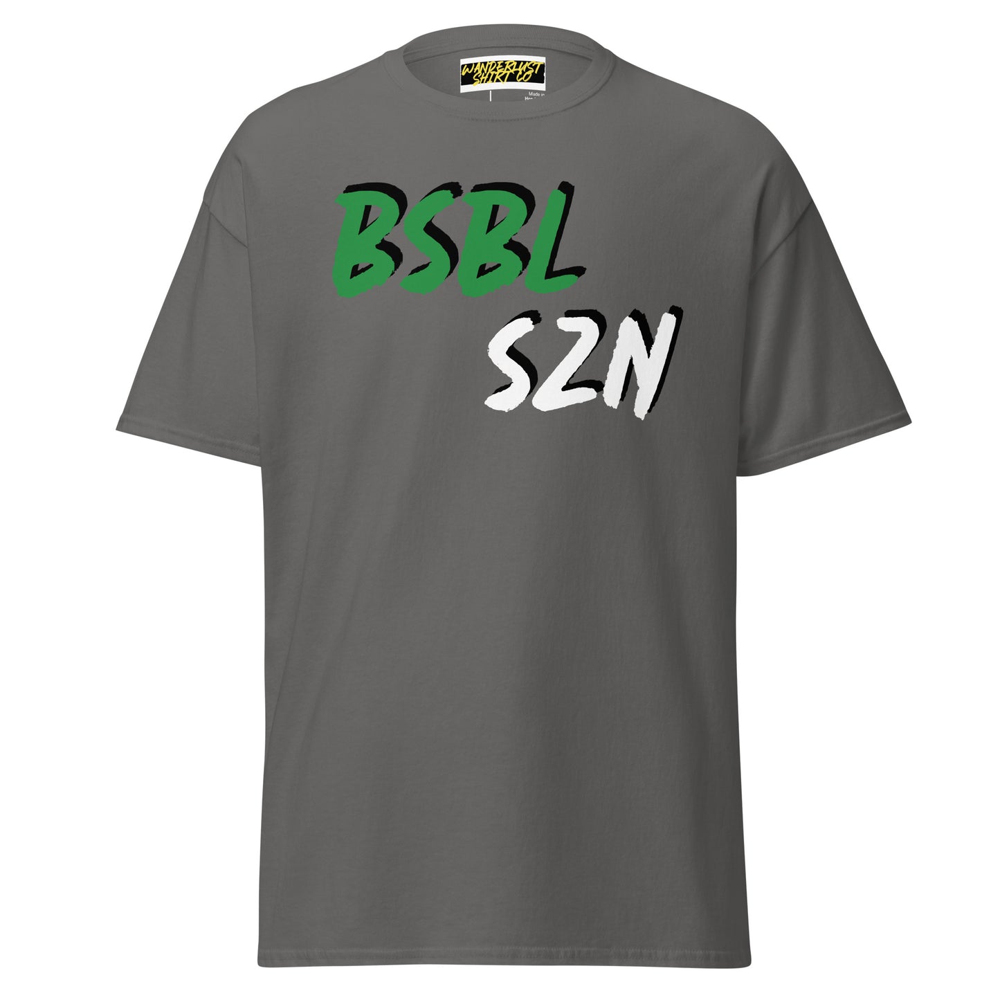 Baseball Season - Green/White Print - Men's classic tee