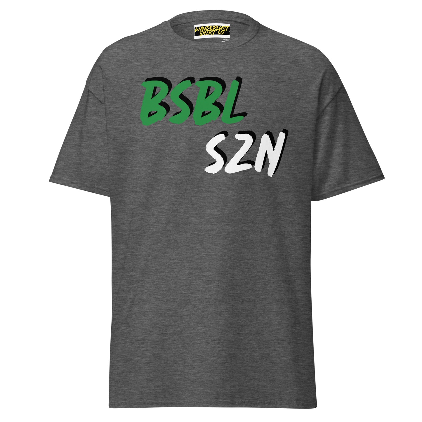 Baseball Season - Green/White Print - Men's classic tee