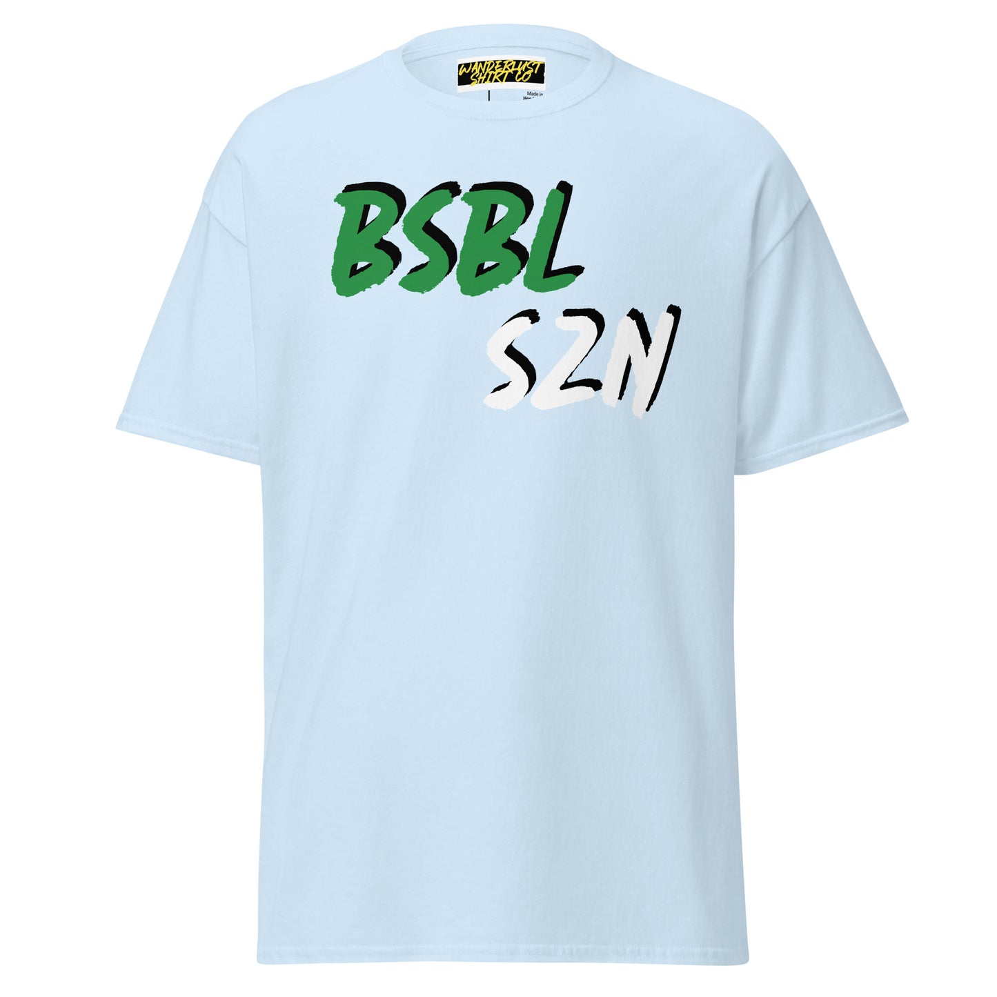 Baseball Season - Green/White Print - Men's classic tee
