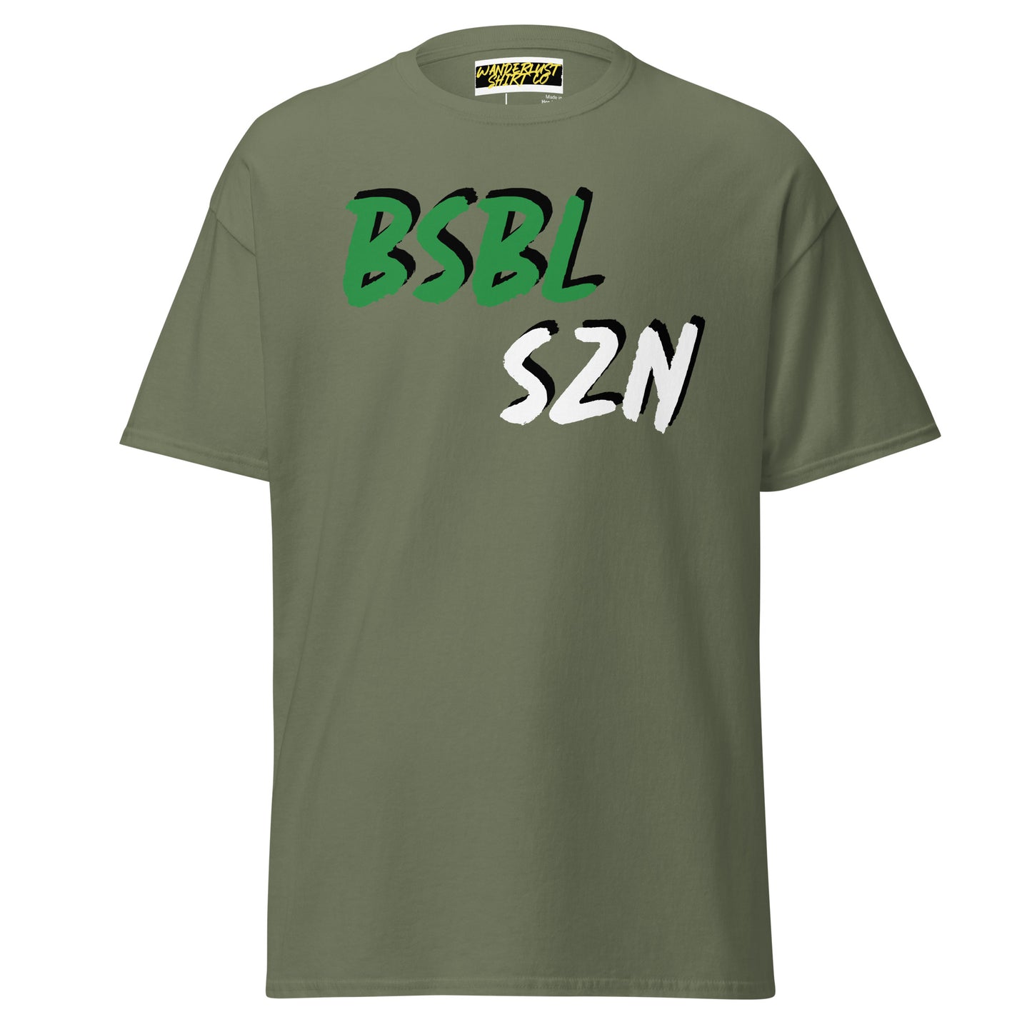 Baseball Season - Green/White Print - Men's classic tee