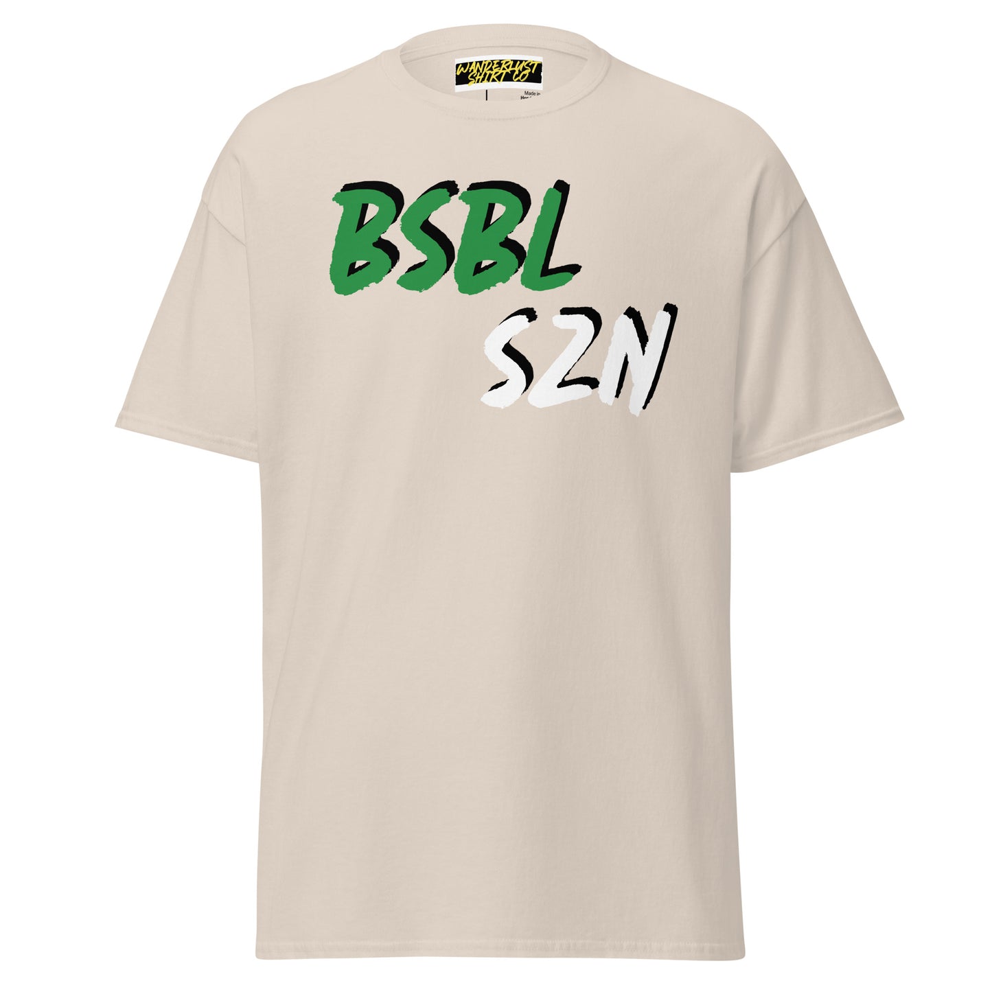 Baseball Season - Green/White Print - Men's classic tee