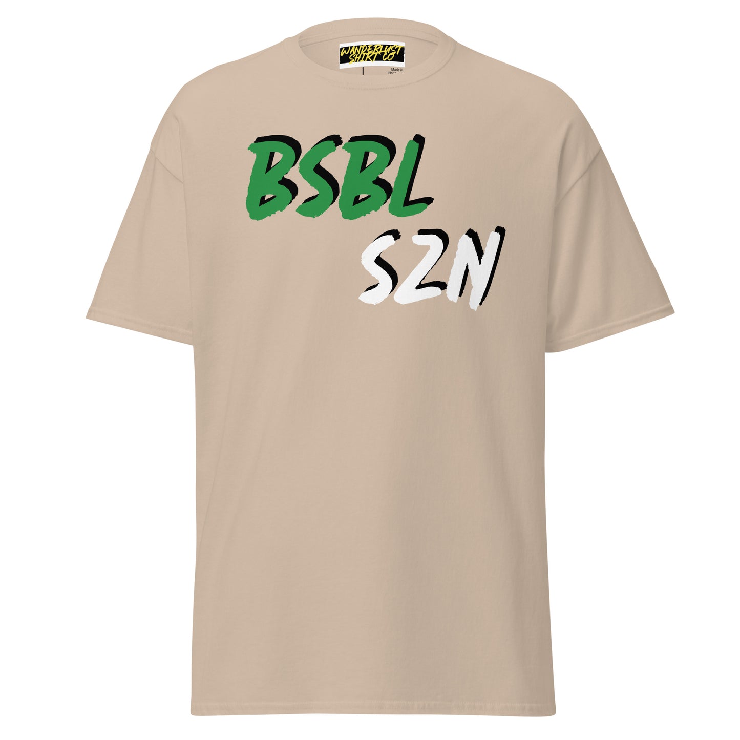 Baseball Season - Green/White Print - Men's classic tee