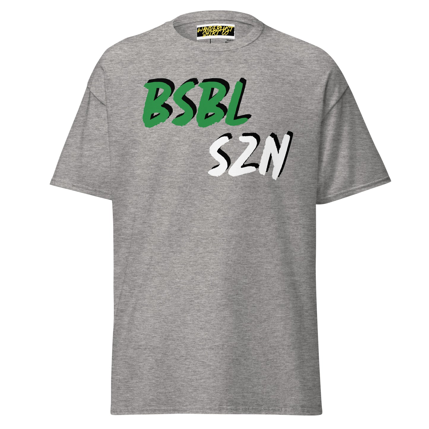 Baseball Season - Green/White Print - Men's classic tee