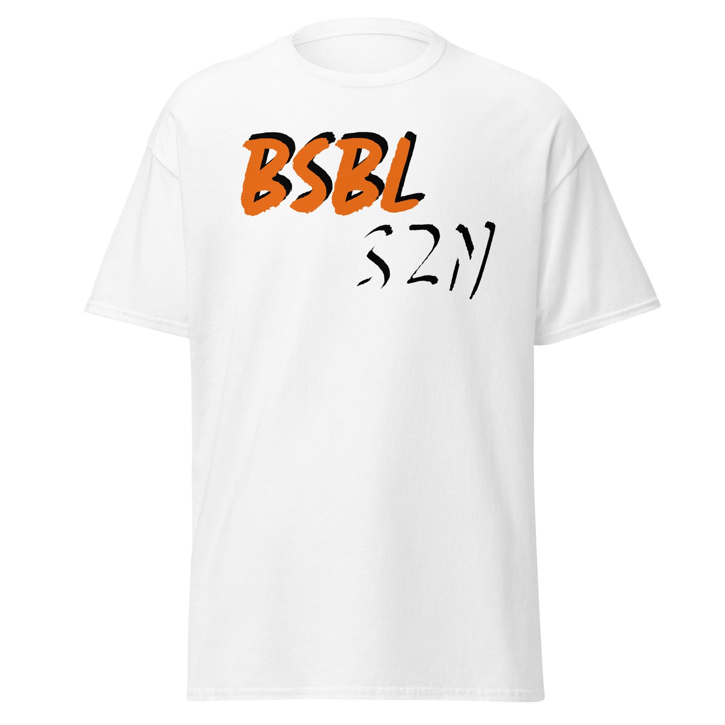 Baseball Season - Orange/White Print - Men's classic tee