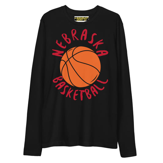Nebraska Basketball - Long Sleeve Fitted Crew