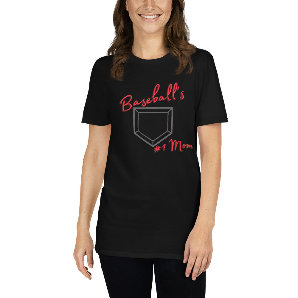 Baseball's #1 Mom - Red Print - Short-Sleeve Women's T-Shirt