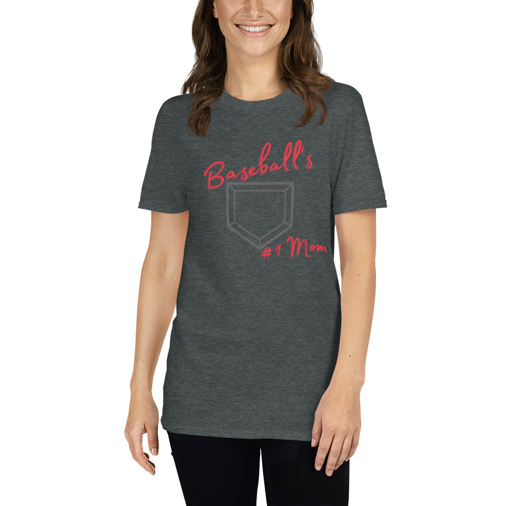 Baseball's #1 Mom - Red Print - Short-Sleeve Women's T-Shirt