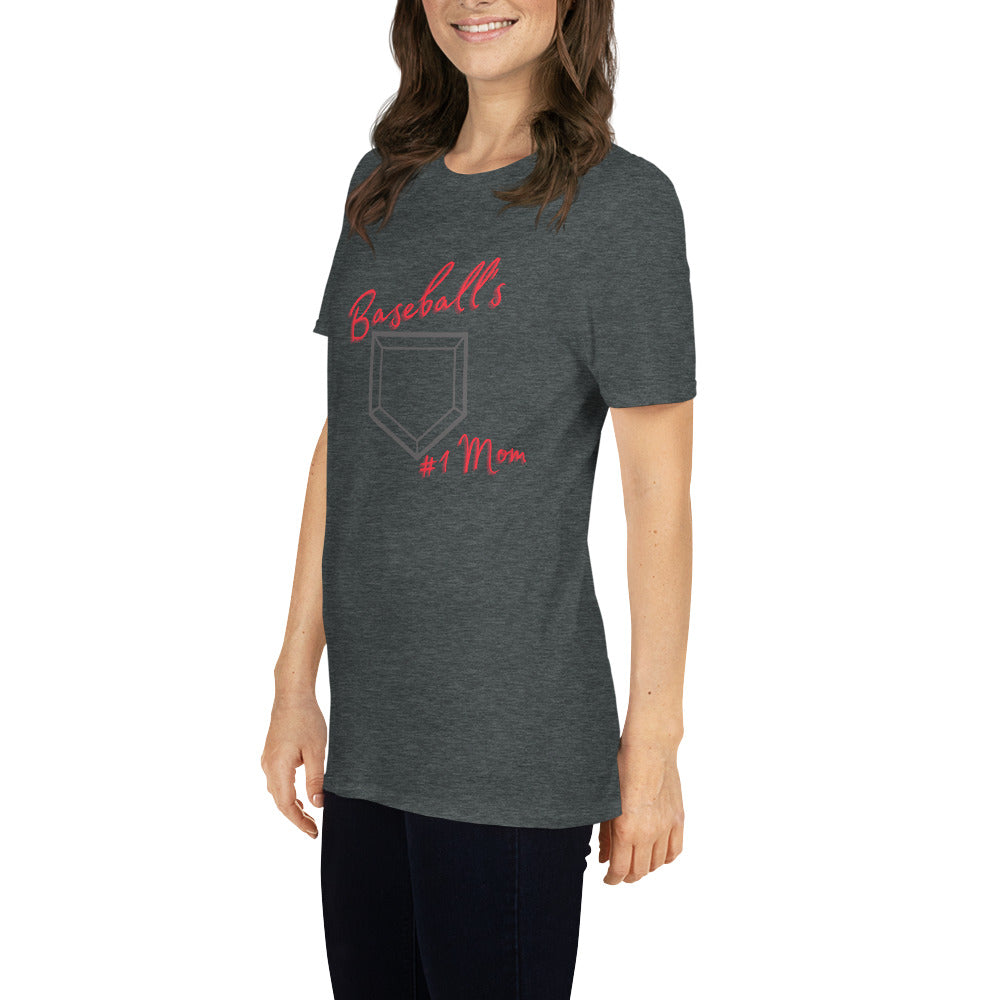 Baseball's #1 Mom - Red Print - Short-Sleeve Women's T-Shirt