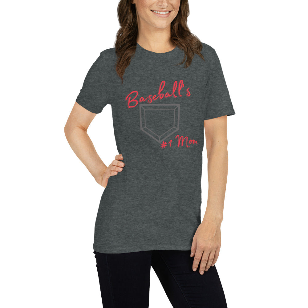 Baseball's #1 Mom - Red Print - Short-Sleeve Women's T-Shirt