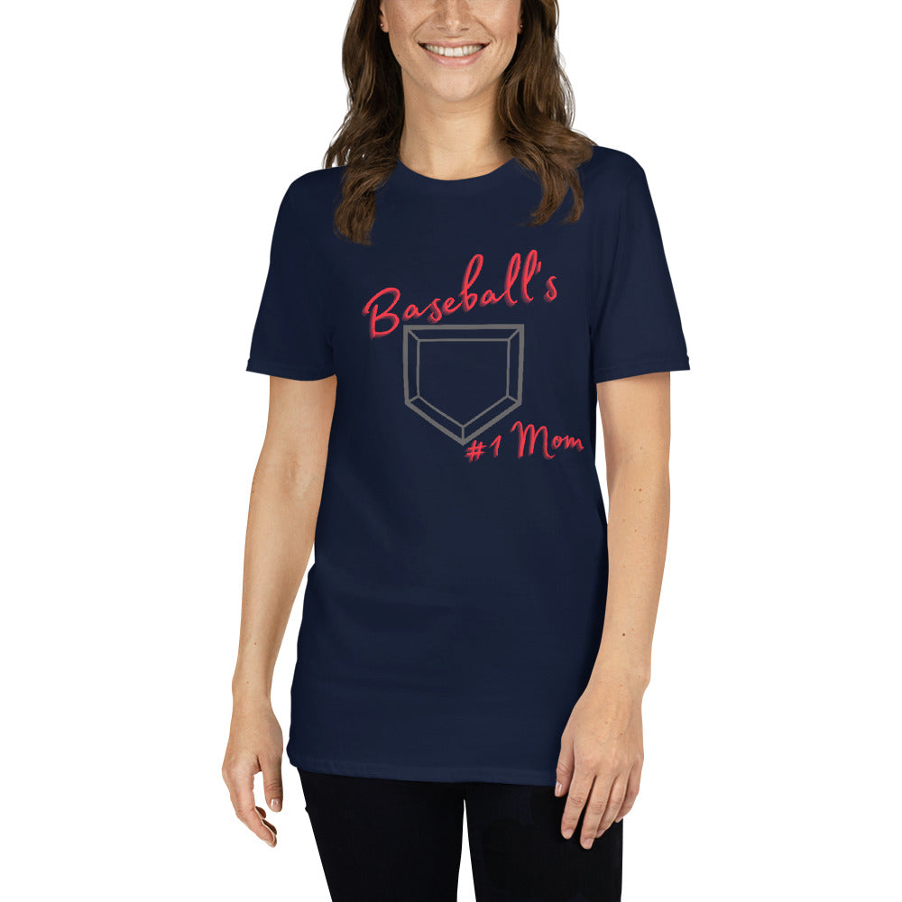 Baseball's #1 Mom - Red Print - Short-Sleeve Women's T-Shirt
