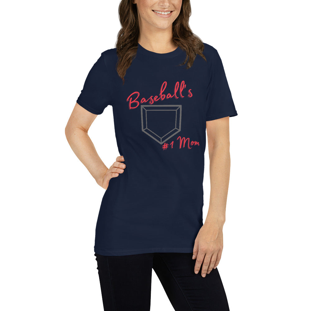 Baseball's #1 Mom - Red Print - Short-Sleeve Women's T-Shirt