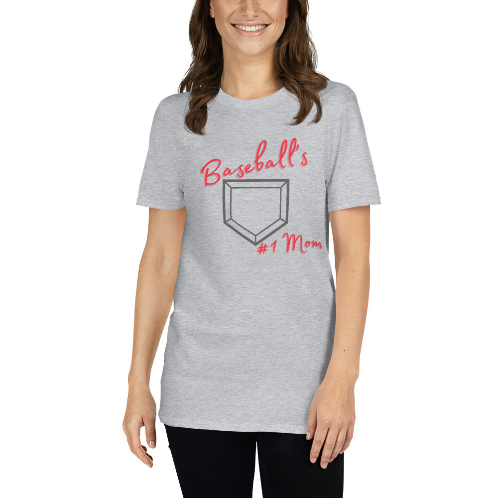 Baseball's #1 Mom - Red Print - Short-Sleeve Women's T-Shirt