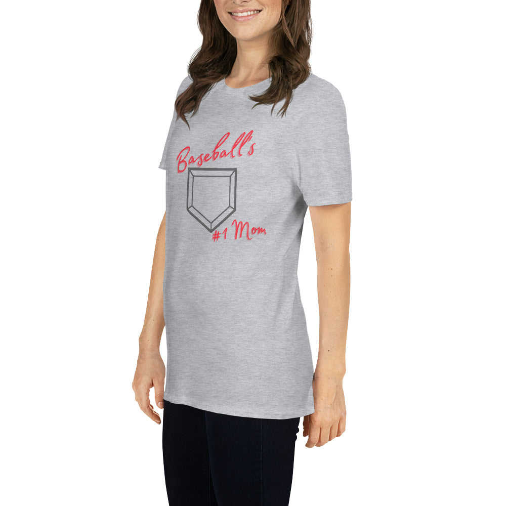Baseball's #1 Mom - Red Print - Short-Sleeve Women's T-Shirt