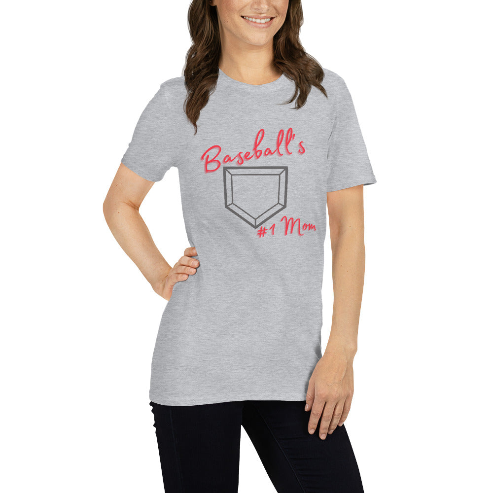 Baseball's #1 Mom - Red Print - Short-Sleeve Women's T-Shirt