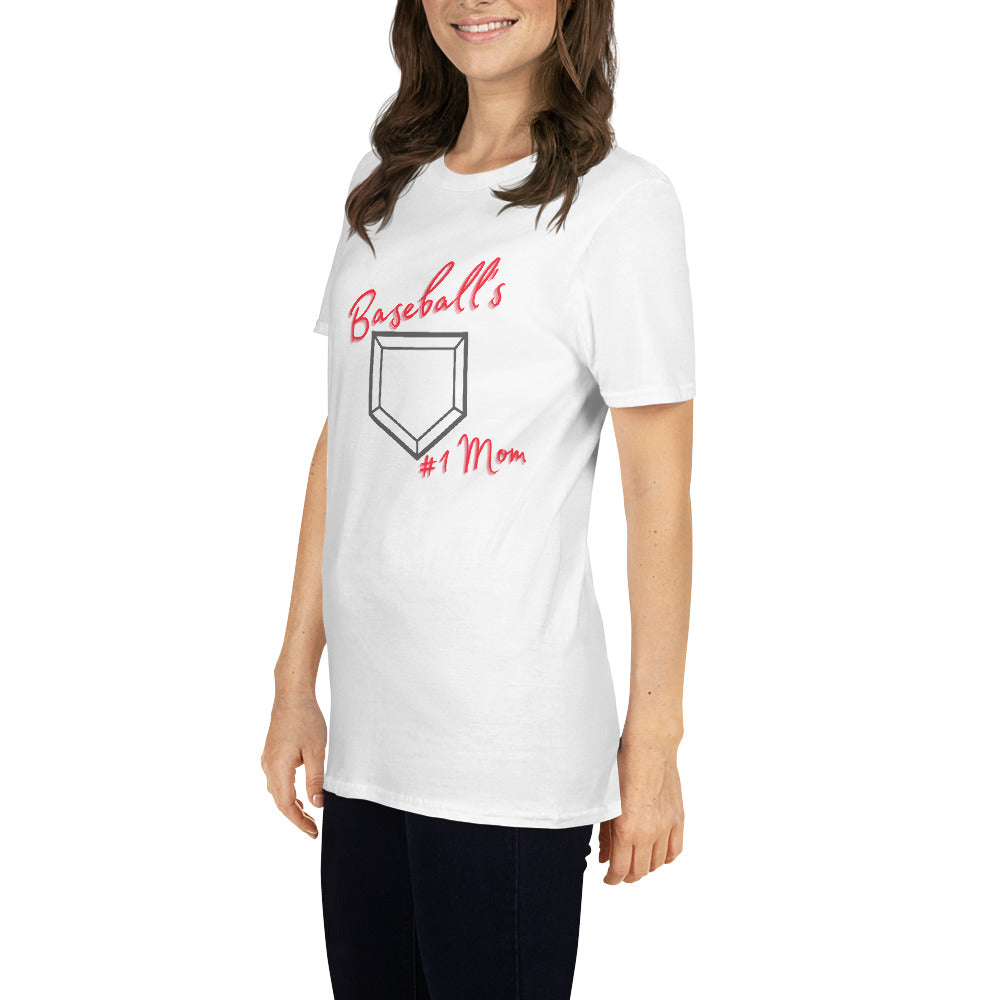 Baseball's #1 Mom - Red Print - Short-Sleeve Women's T-Shirt