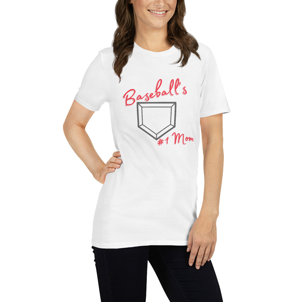 Baseball's #1 Mom - Red Print - Short-Sleeve Women's T-Shirt