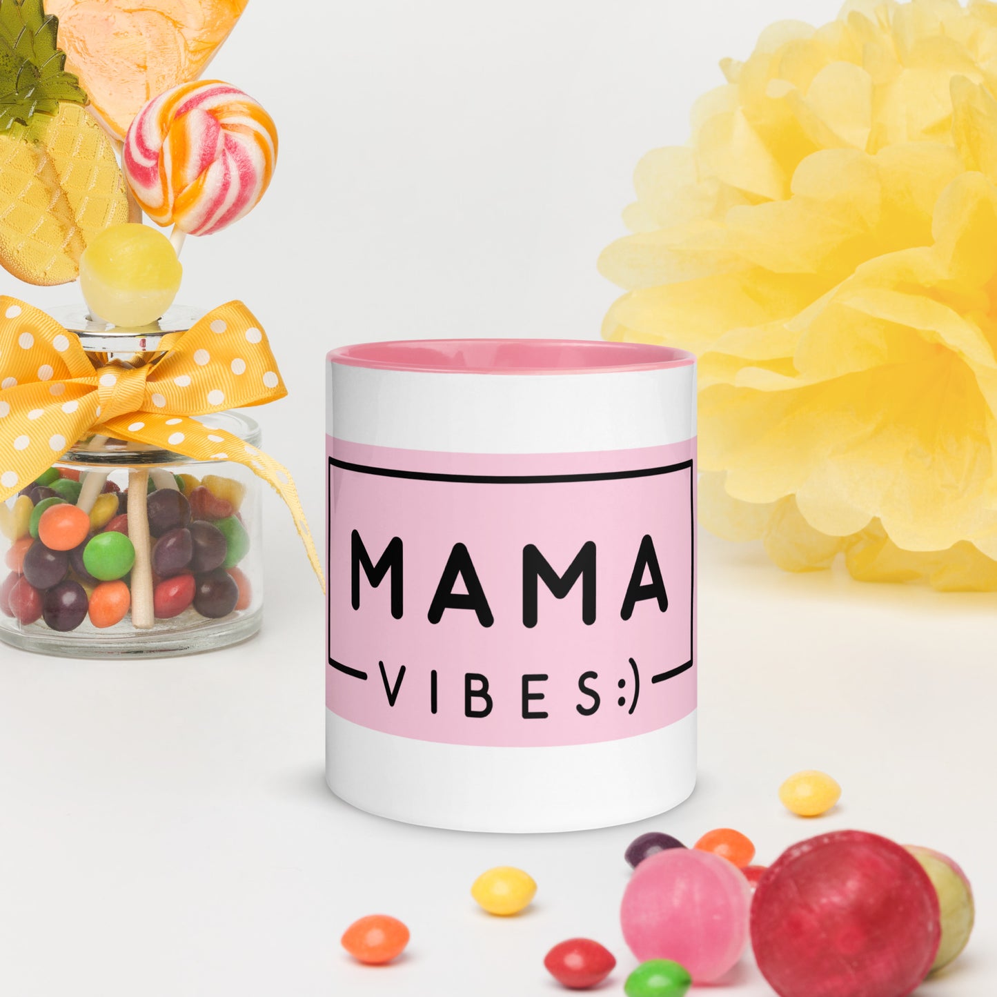 Mama Vibes Coffee Mug with Color Inside - Mom Mother
