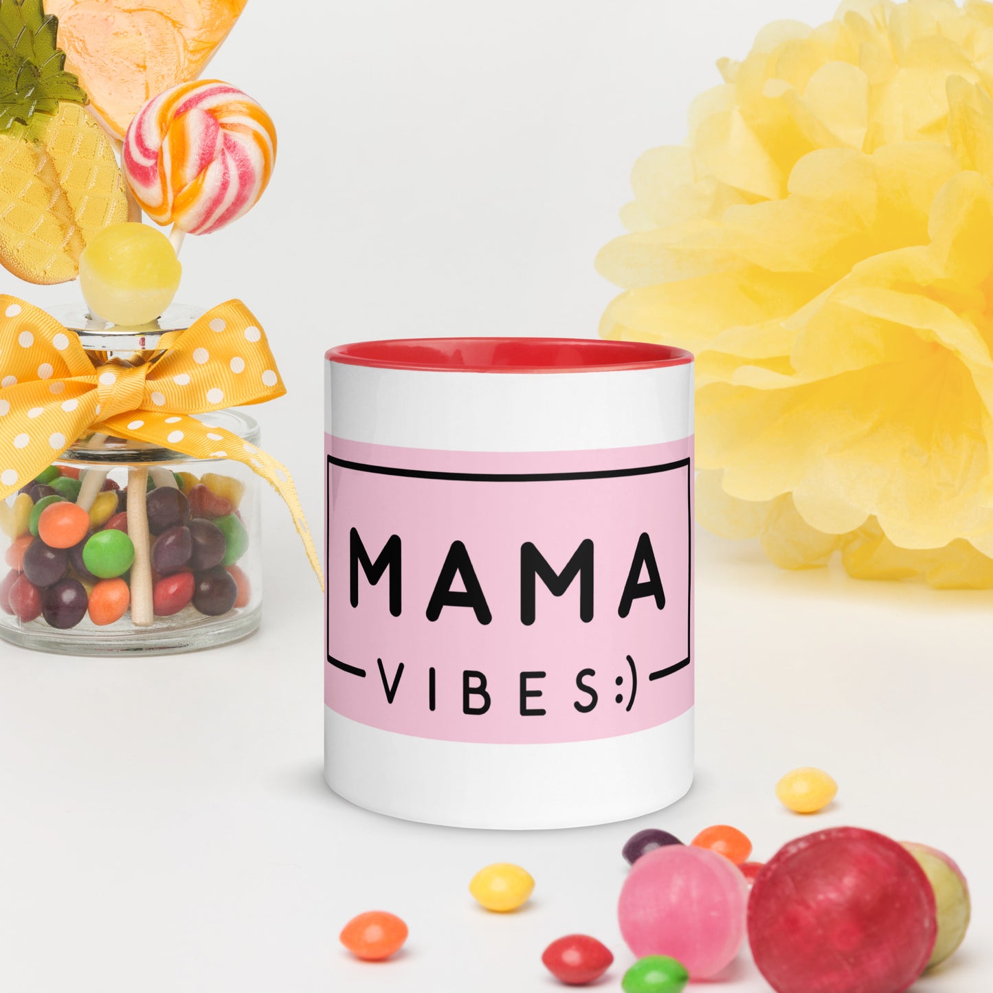 Mama Vibes Coffee Mug with Color Inside - Mom Mother