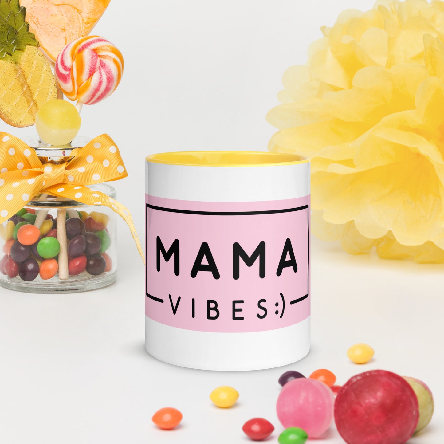Mama Vibes Coffee Mug with Color Inside - Mom Mother