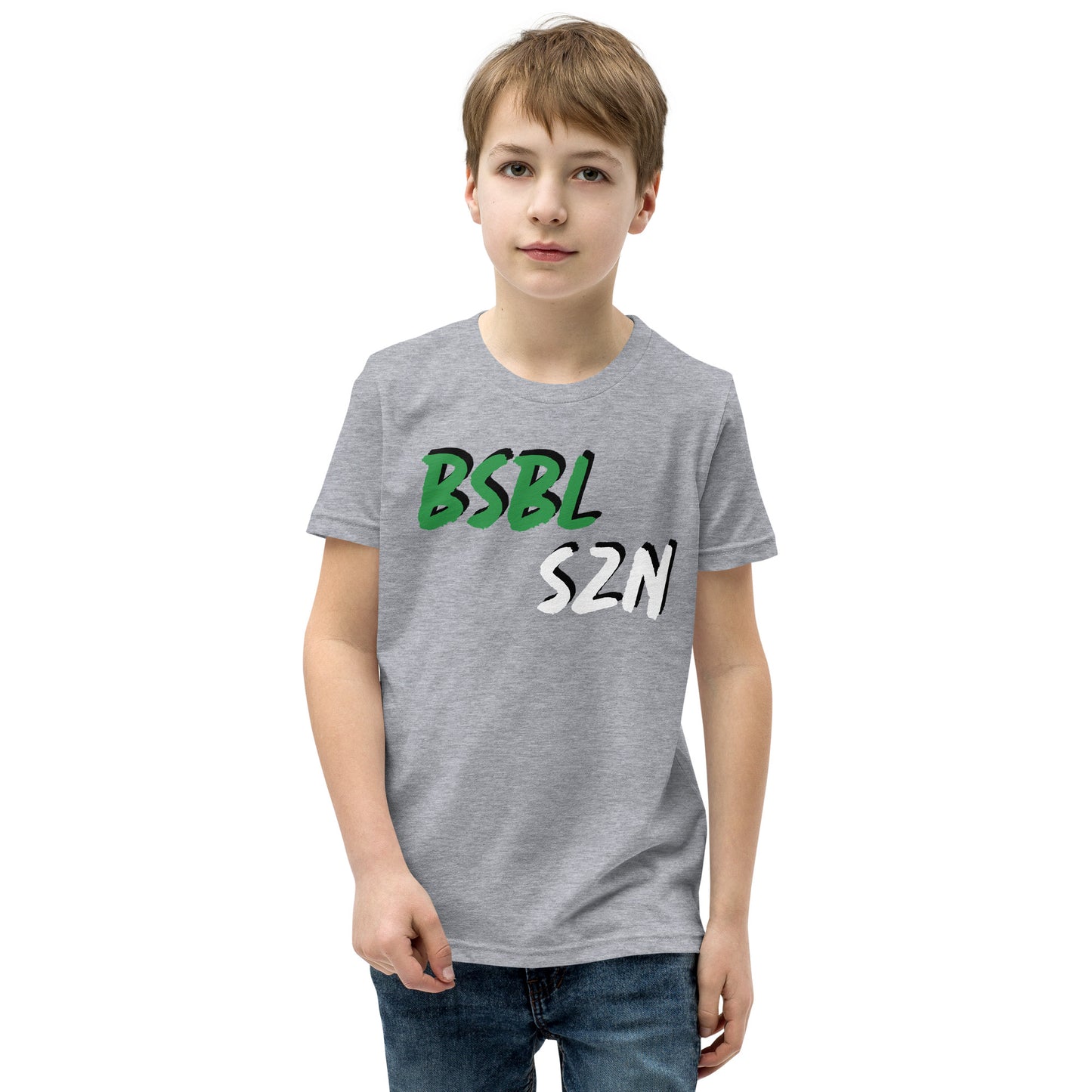 Baseball Season - Green Print - Youth Short Sleeve T-Shirt