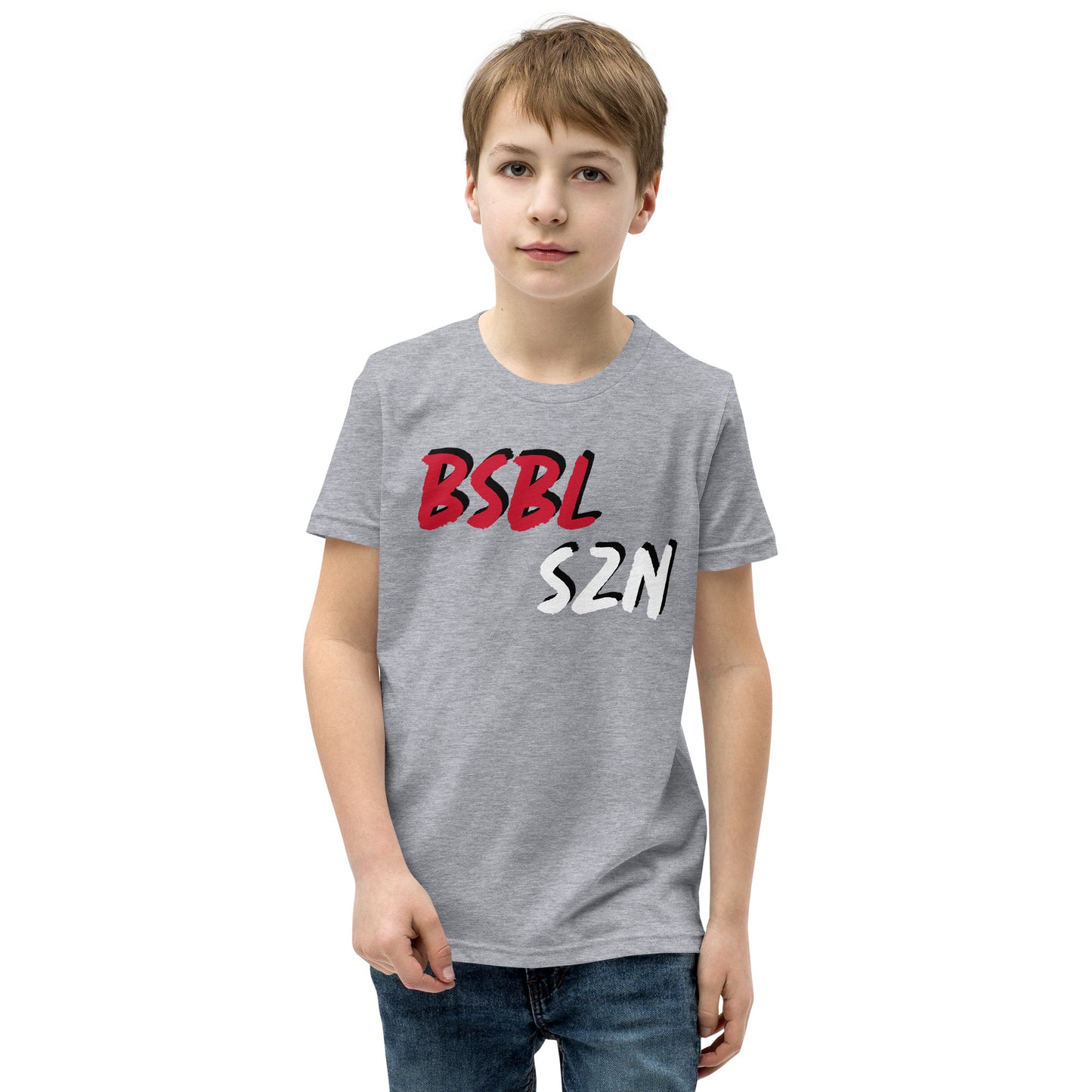 Baseball Season - Red Print - Print Youth Short Sleeve T-Shirt