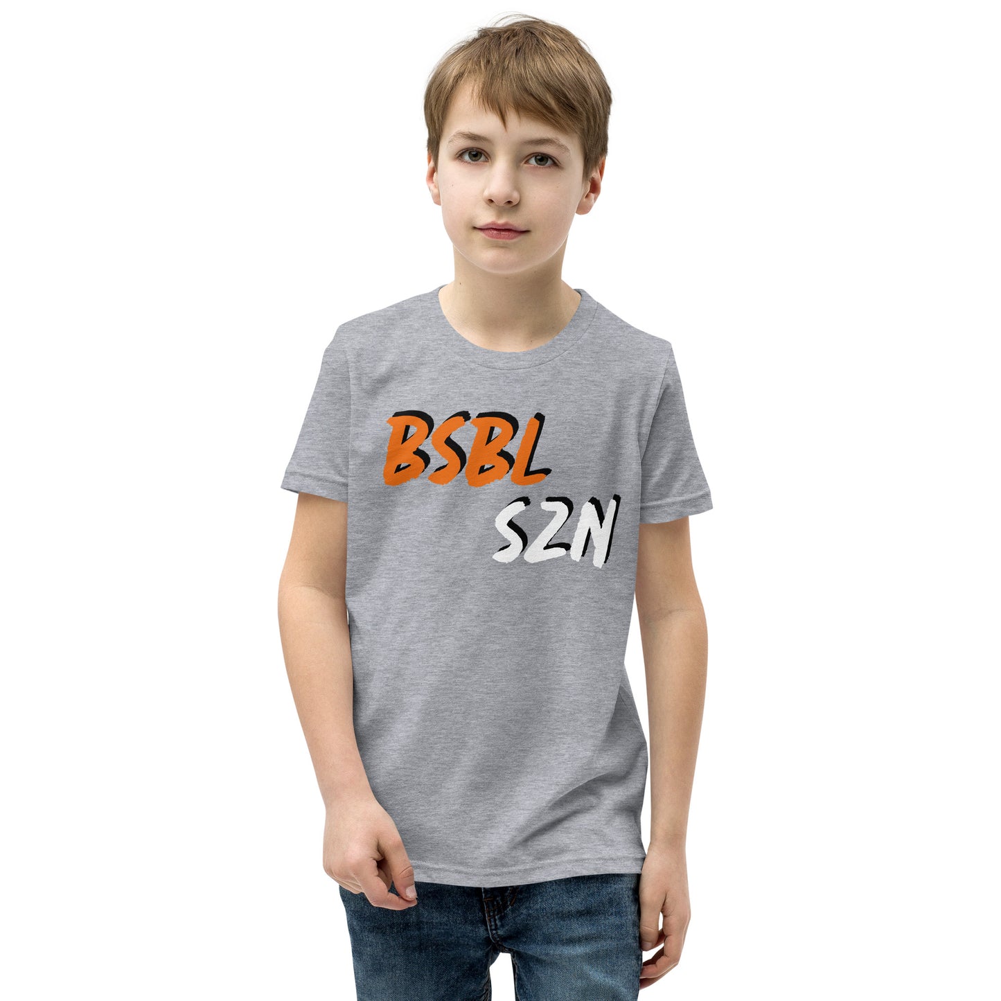 Baseball Season - Orange Print - Youth Short Sleeve T-Shirt