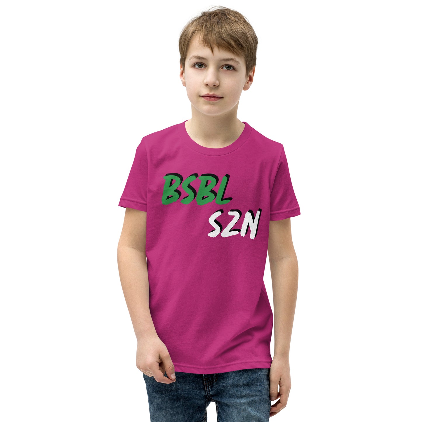 Baseball Season - Green Print - Youth Short Sleeve T-Shirt