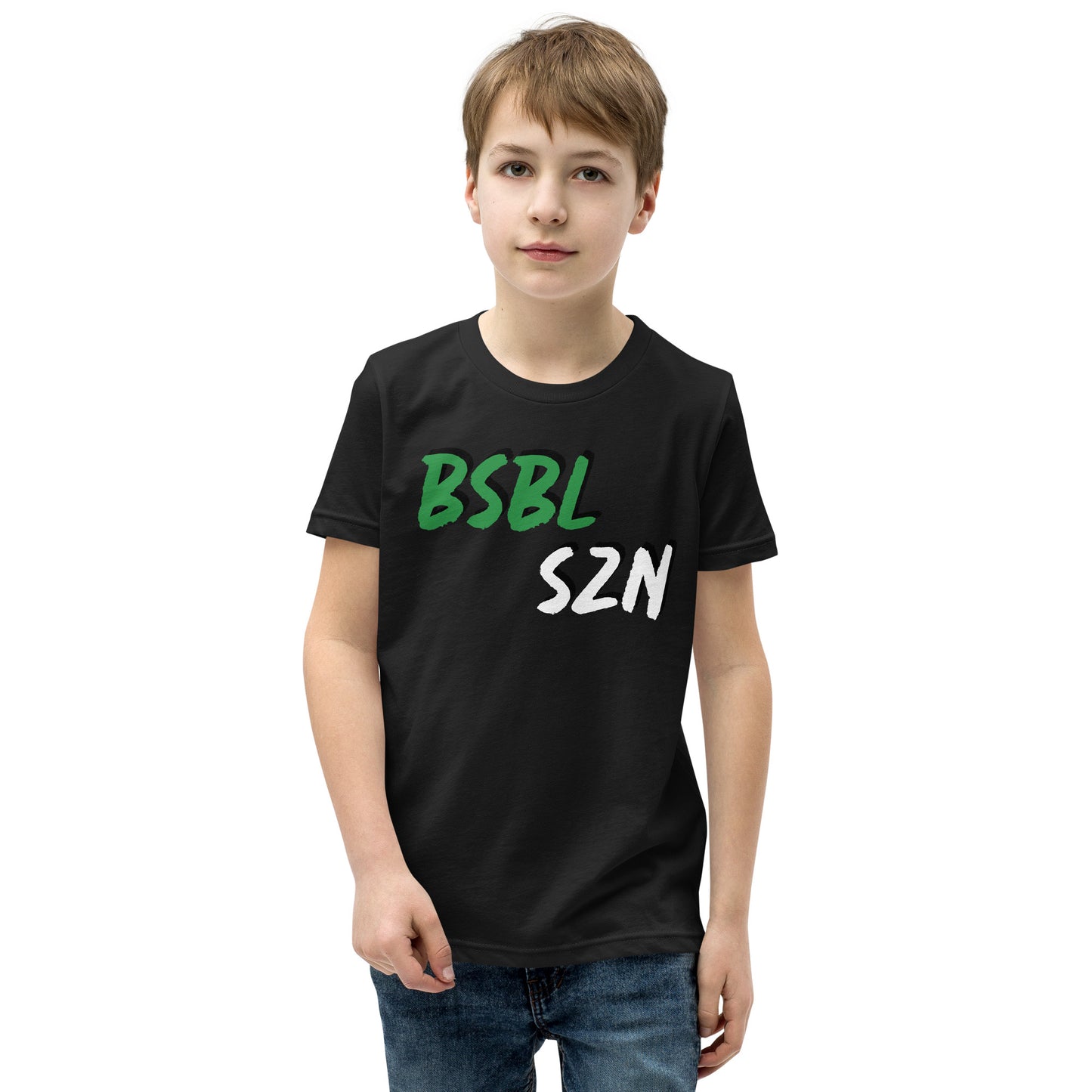 Baseball Season - Green Print - Youth Short Sleeve T-Shirt