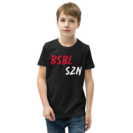 Baseball Season - Red Print - Print Youth Short Sleeve T-Shirt