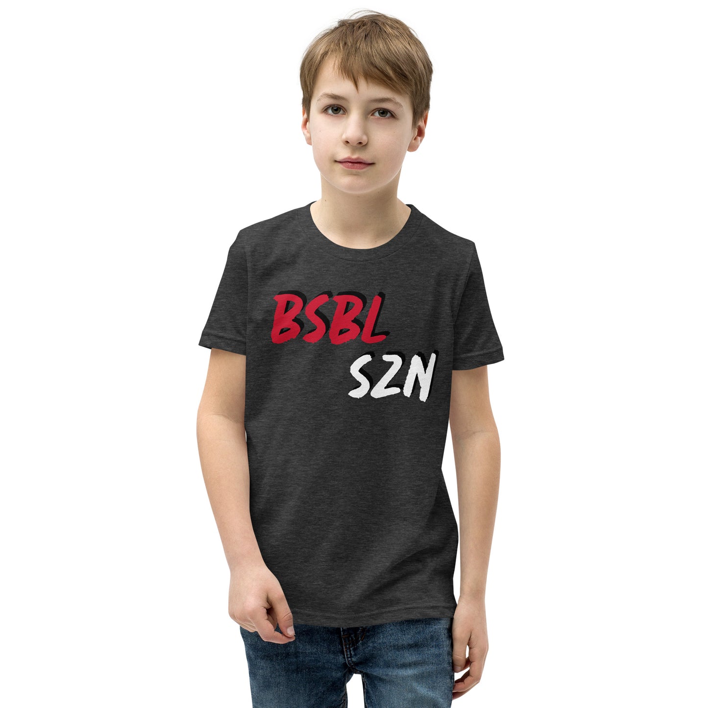 Baseball Season - Red Print - Print Youth Short Sleeve T-Shirt