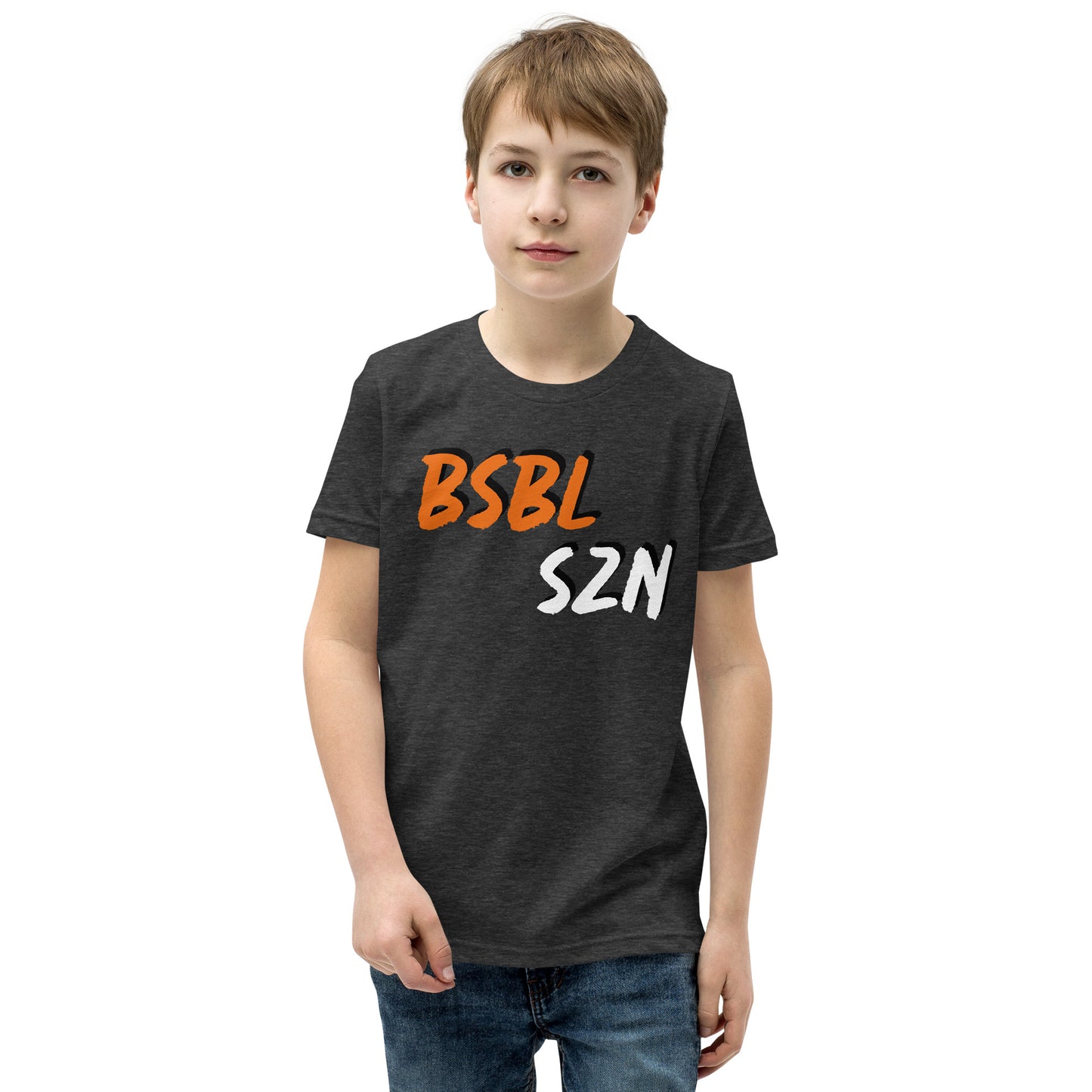 Baseball Season - Orange Print - Youth Short Sleeve T-Shirt
