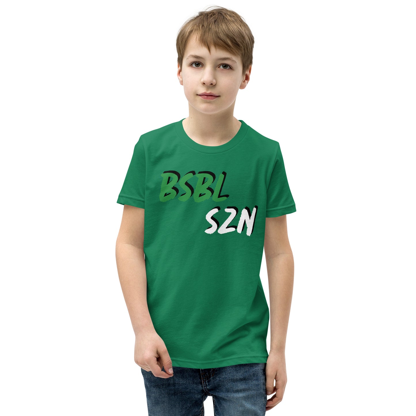 Baseball Season - Green Print - Youth Short Sleeve T-Shirt