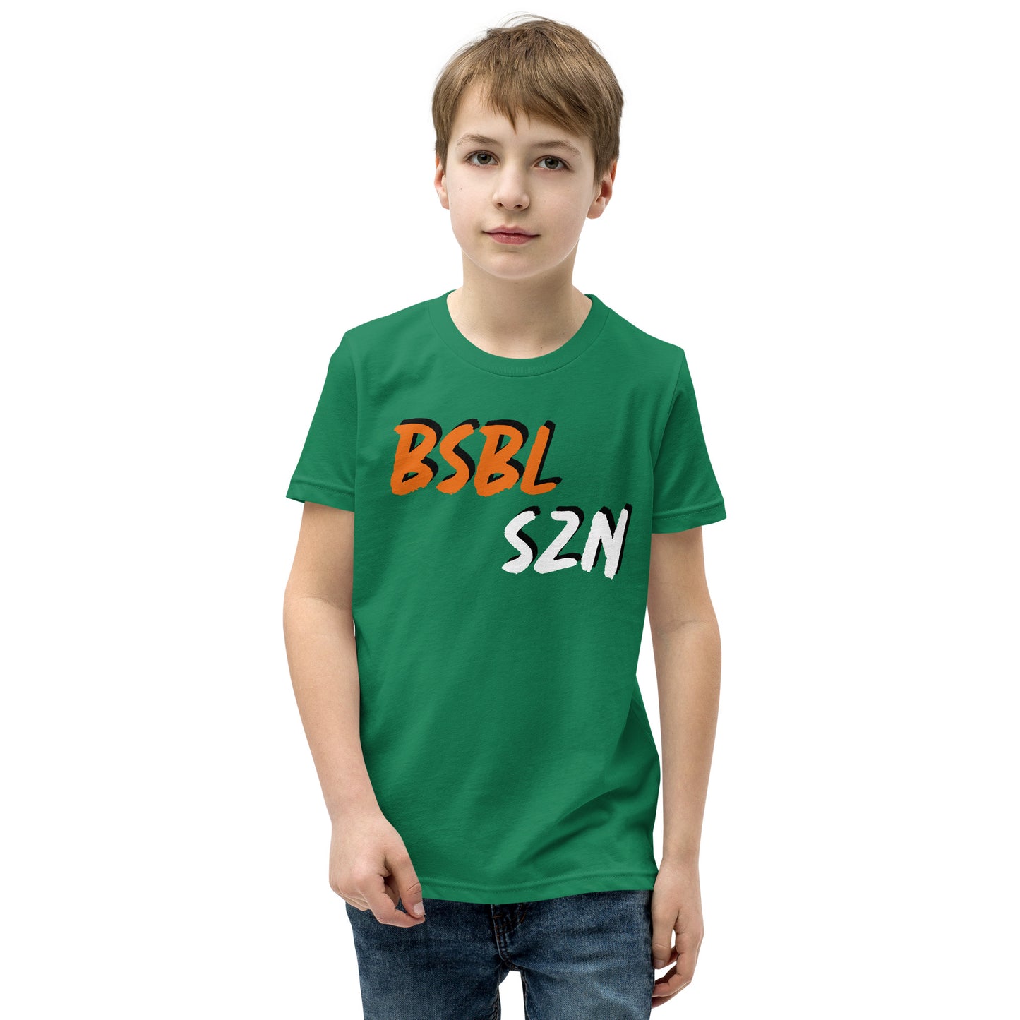 Baseball Season - Orange Print - Youth Short Sleeve T-Shirt