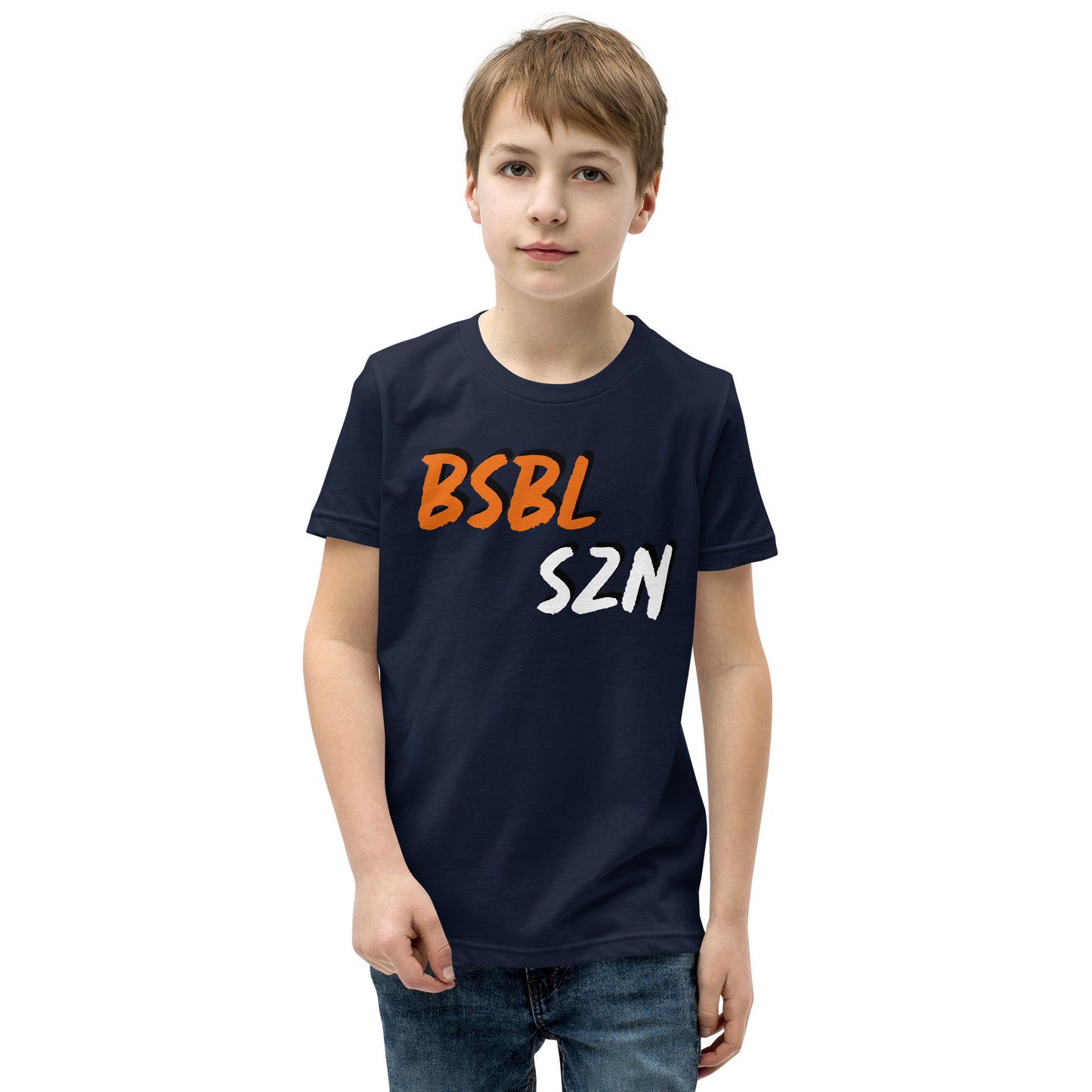 Baseball Season - Orange Print - Youth Short Sleeve T-Shirt