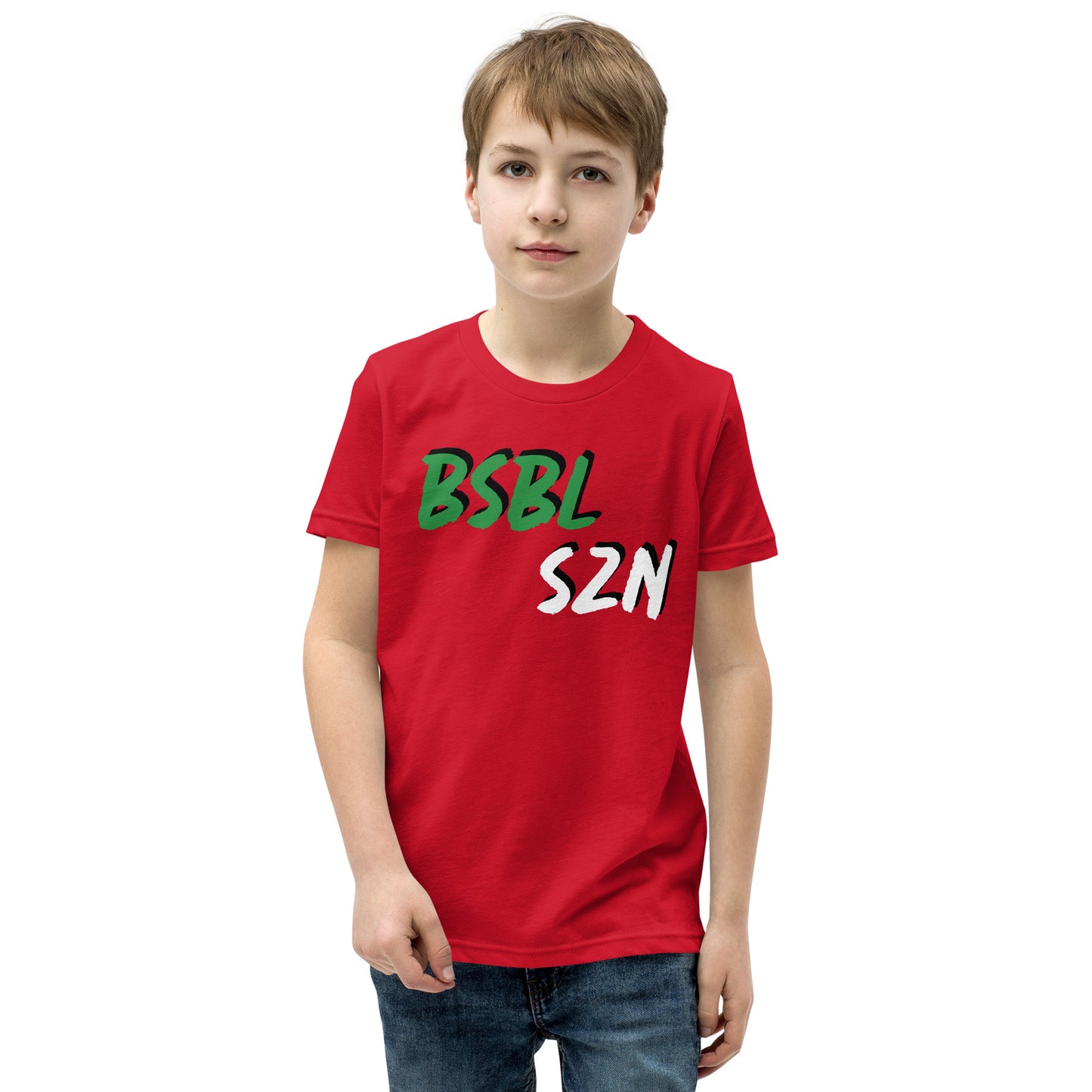Baseball Season - Green Print - Youth Short Sleeve T-Shirt