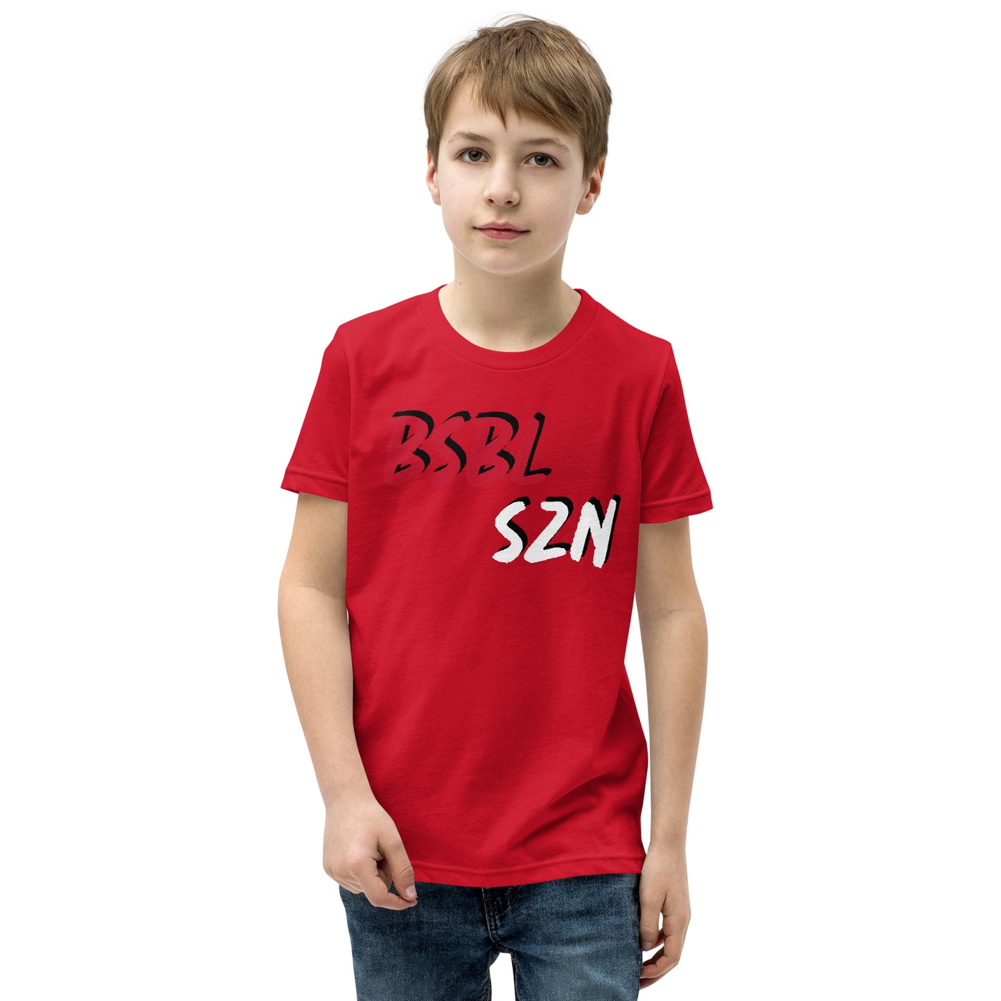 Baseball Season - Red Print - Print Youth Short Sleeve T-Shirt