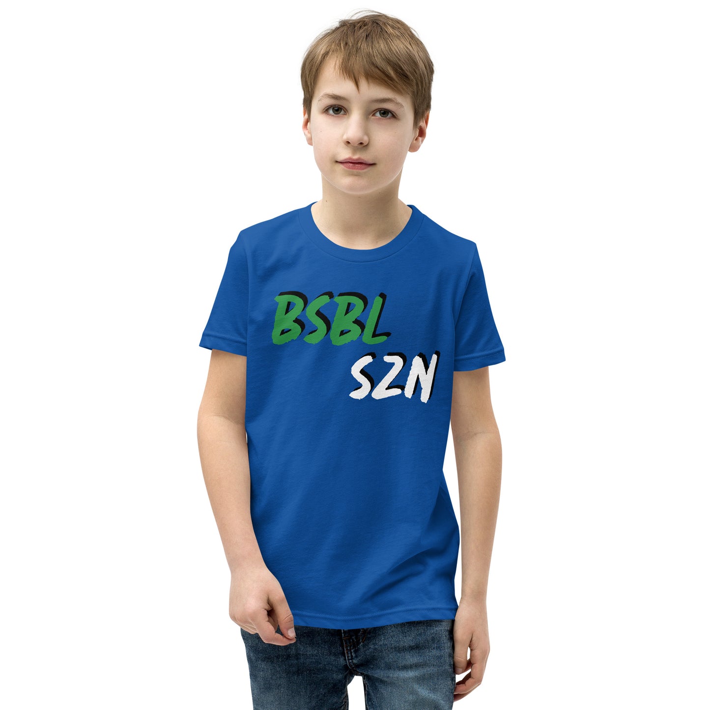 Baseball Season - Green Print - Youth Short Sleeve T-Shirt