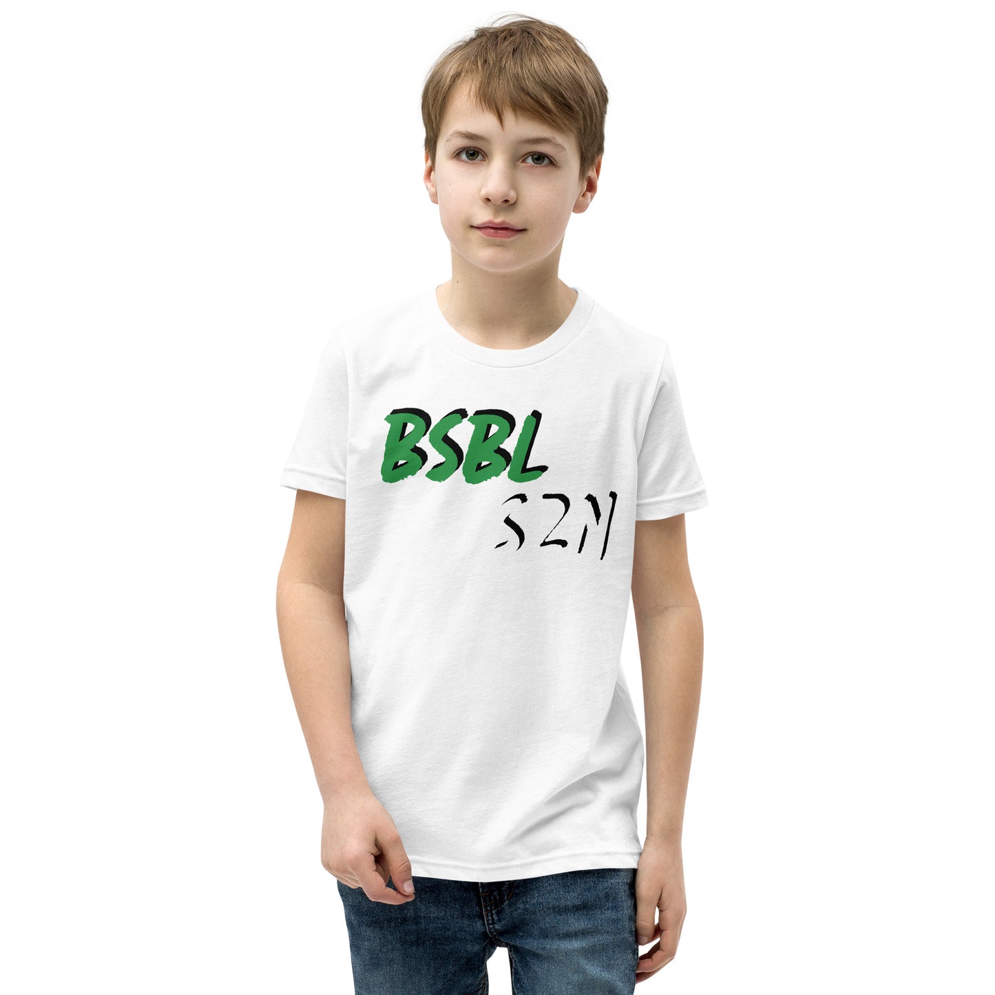 Baseball Season - Green Print - Youth Short Sleeve T-Shirt