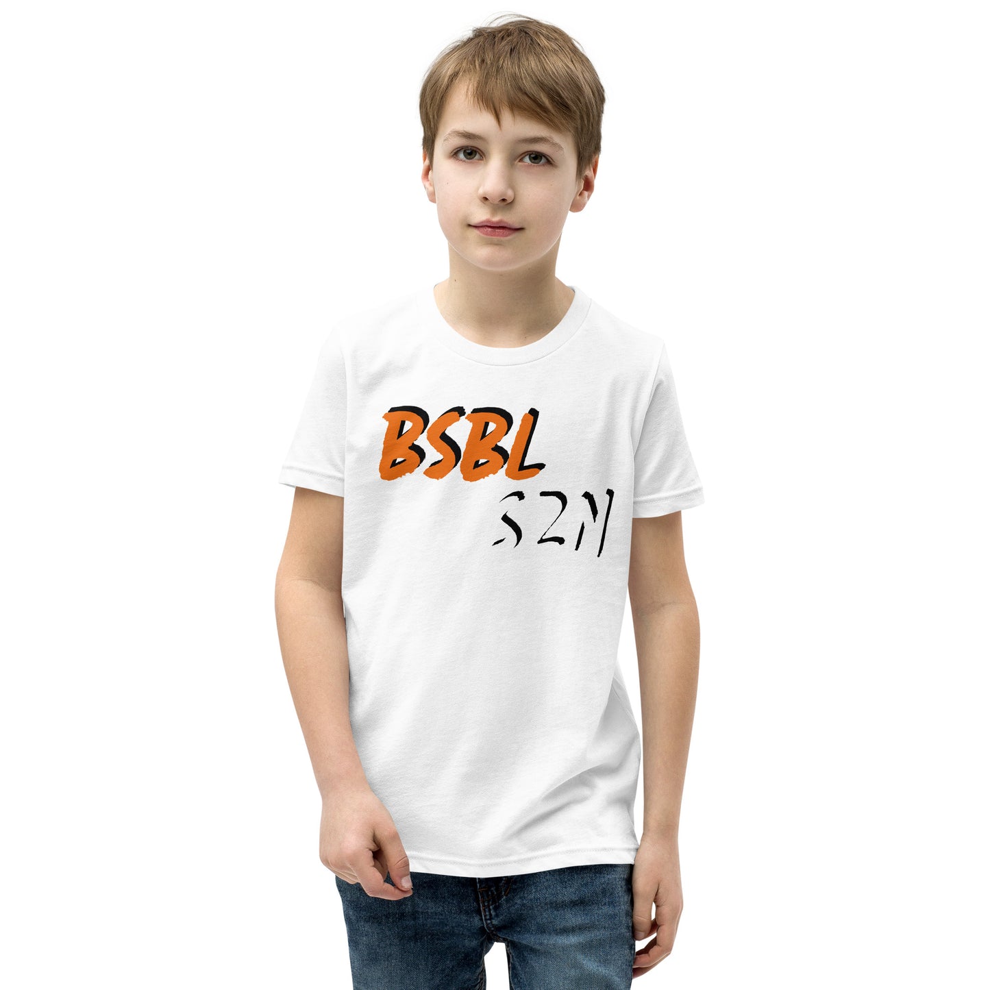 Baseball Season - Orange Print - Youth Short Sleeve T-Shirt