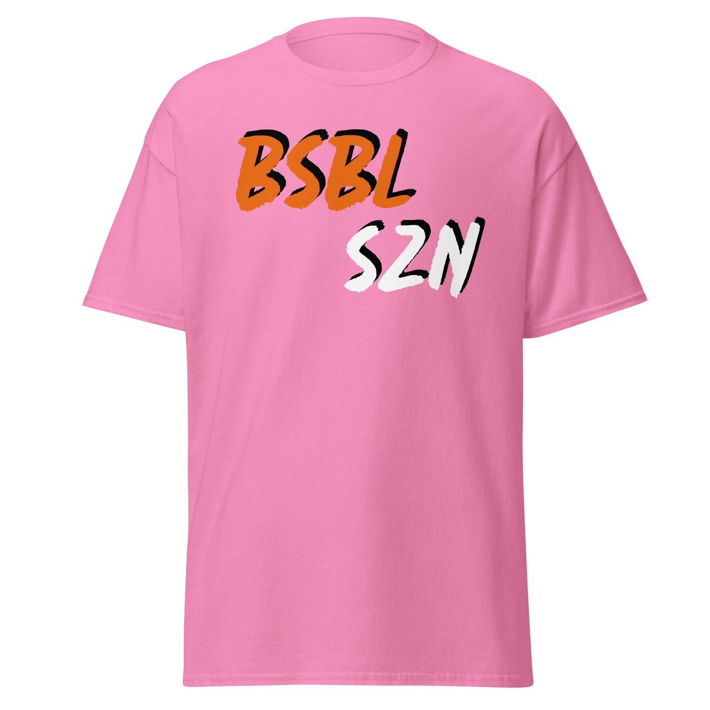 Baseball Season - Orange/White Print - Men's classic tee