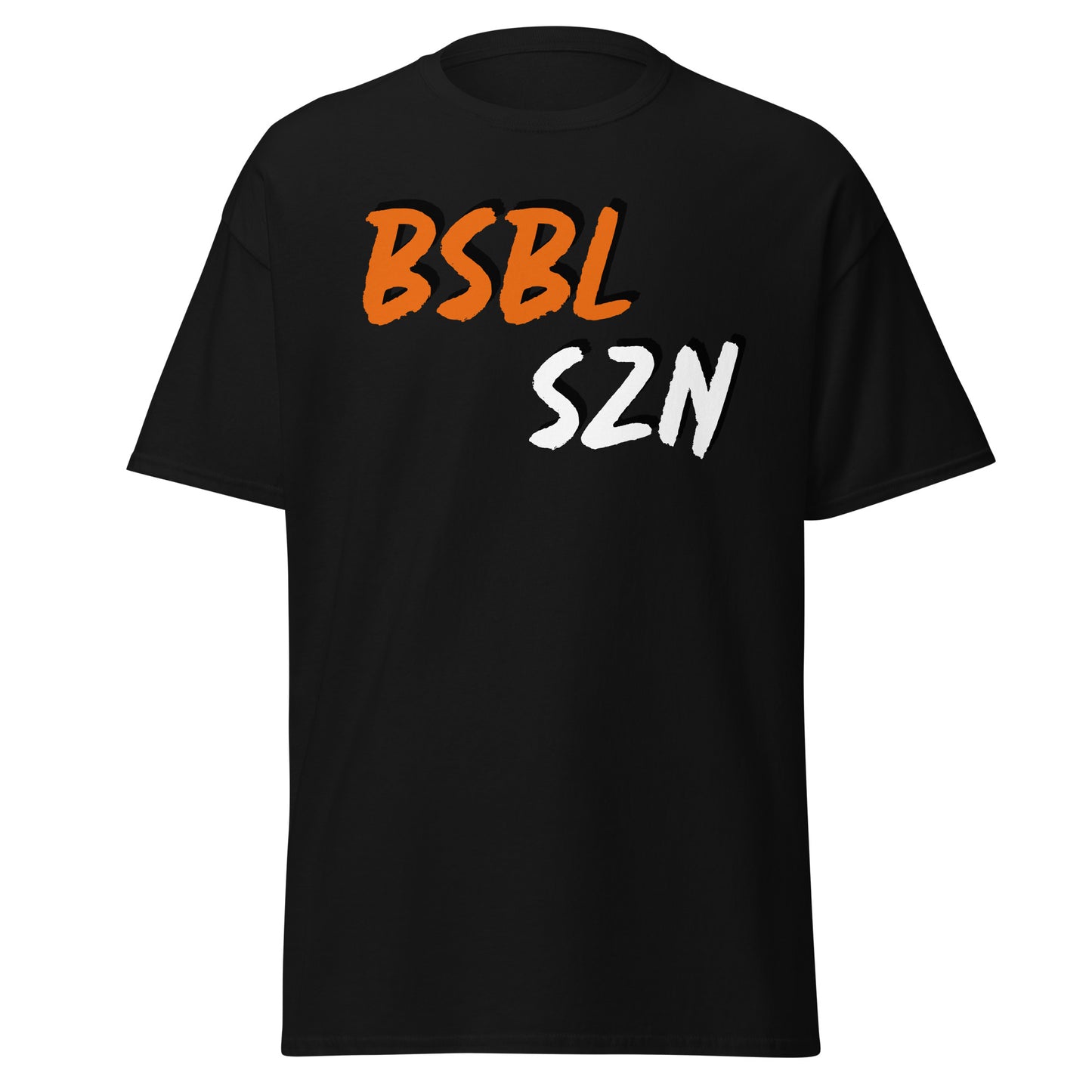 Baseball Season - Orange/White Print - Men's classic tee