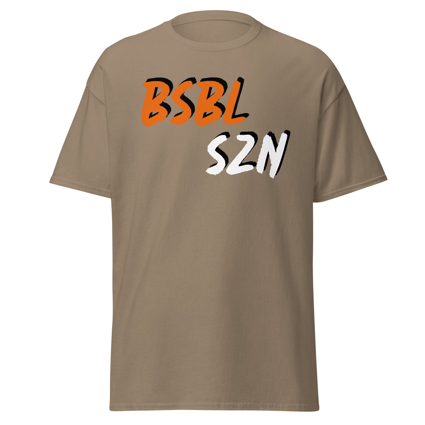 Baseball Season - Orange/White Print - Men's classic tee
