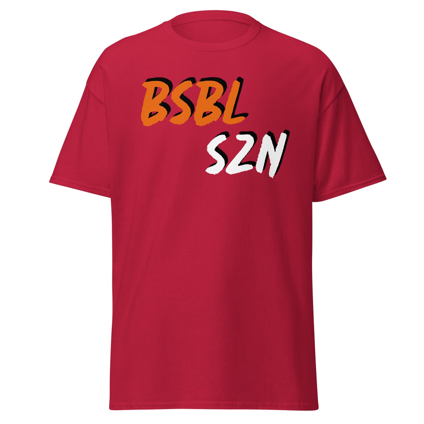 Baseball Season - Orange/White Print - Men's classic tee