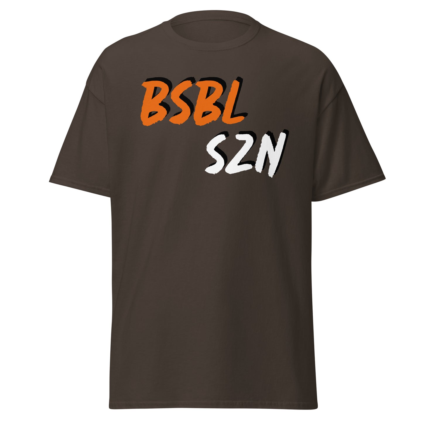 Baseball Season - Orange/White Print - Men's classic tee