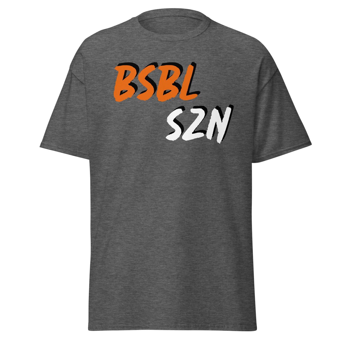 Baseball Season - Orange/White Print - Men's classic tee