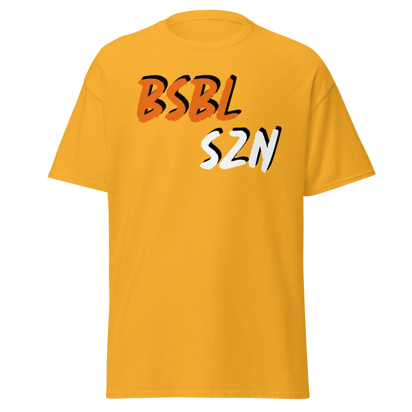 Baseball Season - Orange/White Print - Men's classic tee