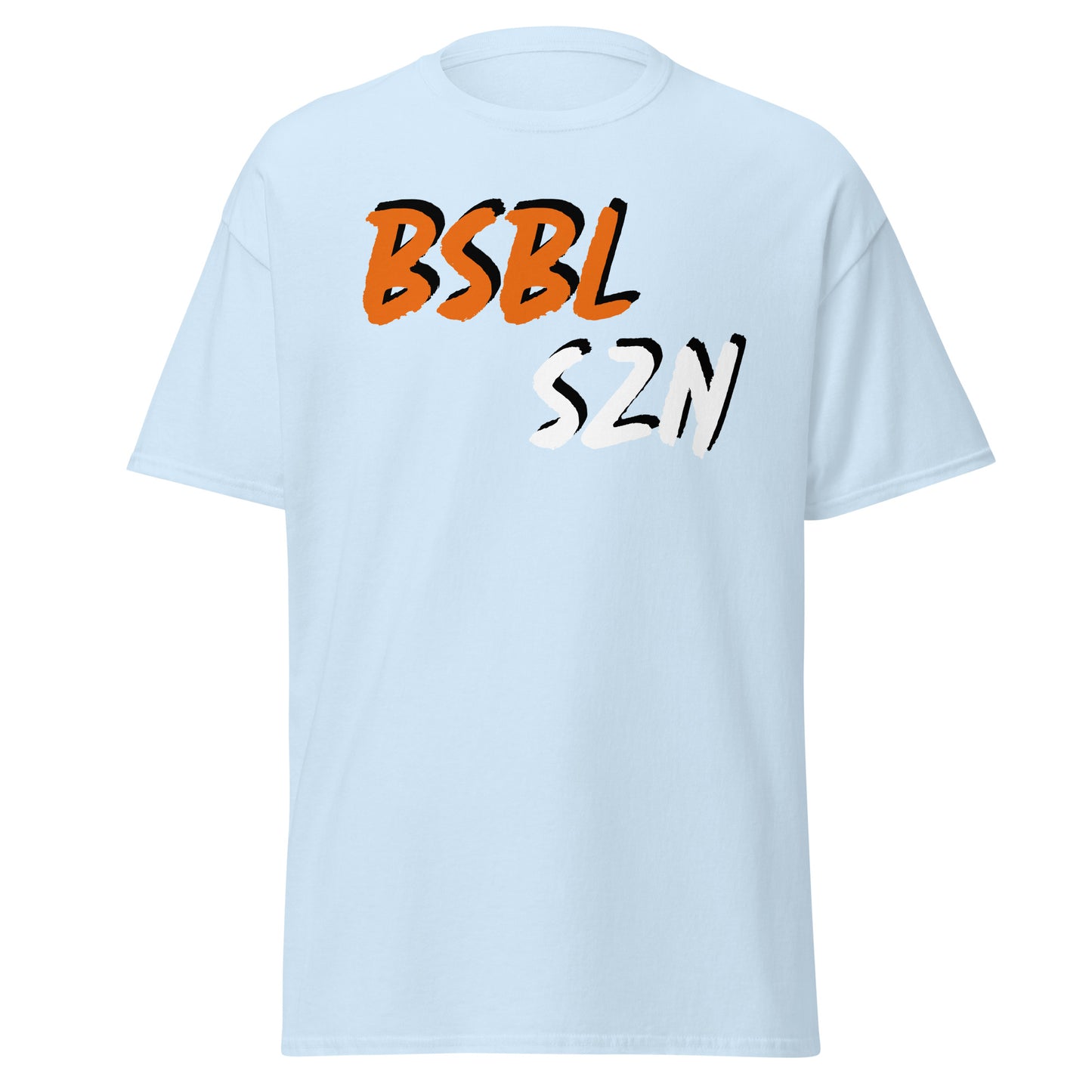 Baseball Season - Orange/White Print - Men's classic tee