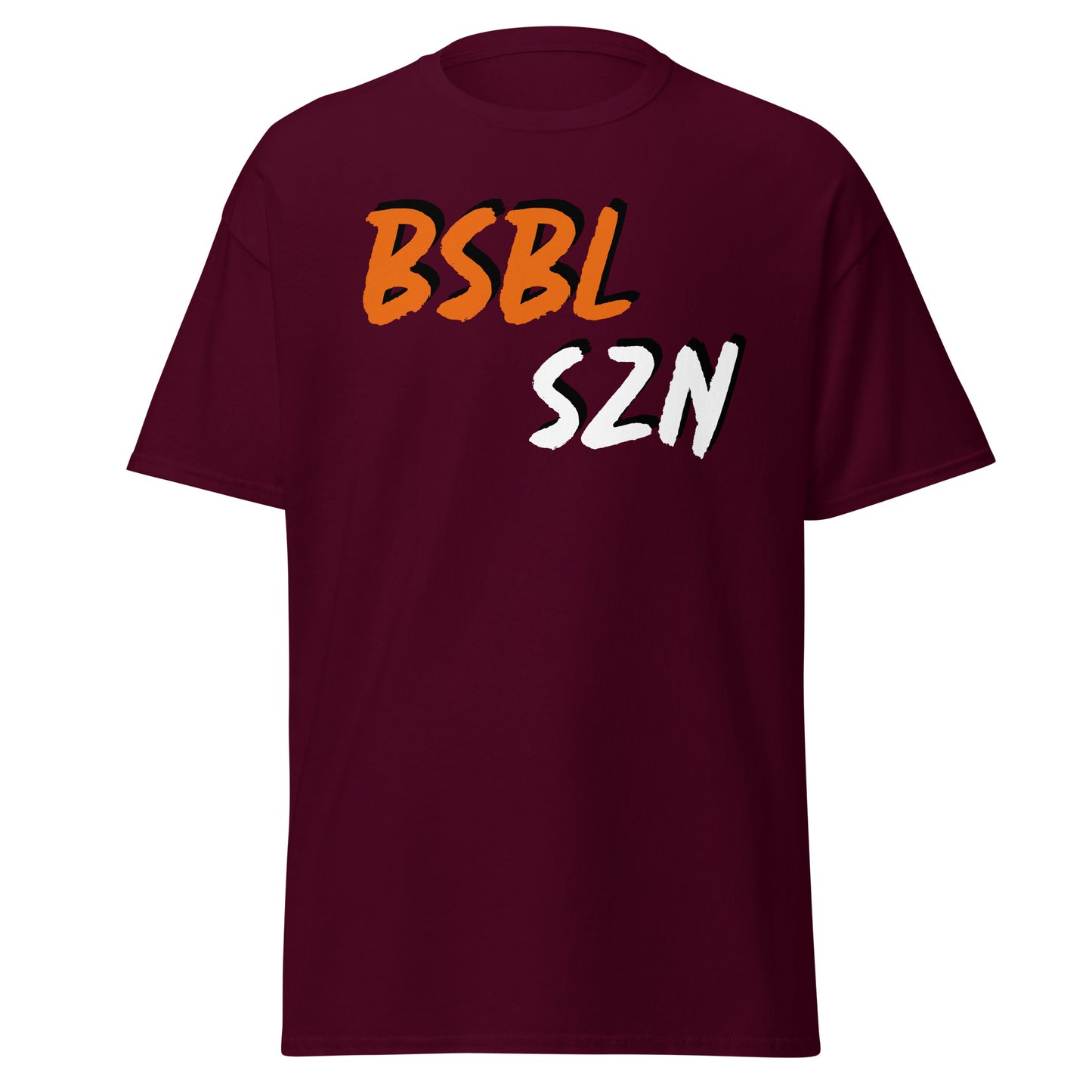 Baseball Season - Orange/White Print - Men's classic tee