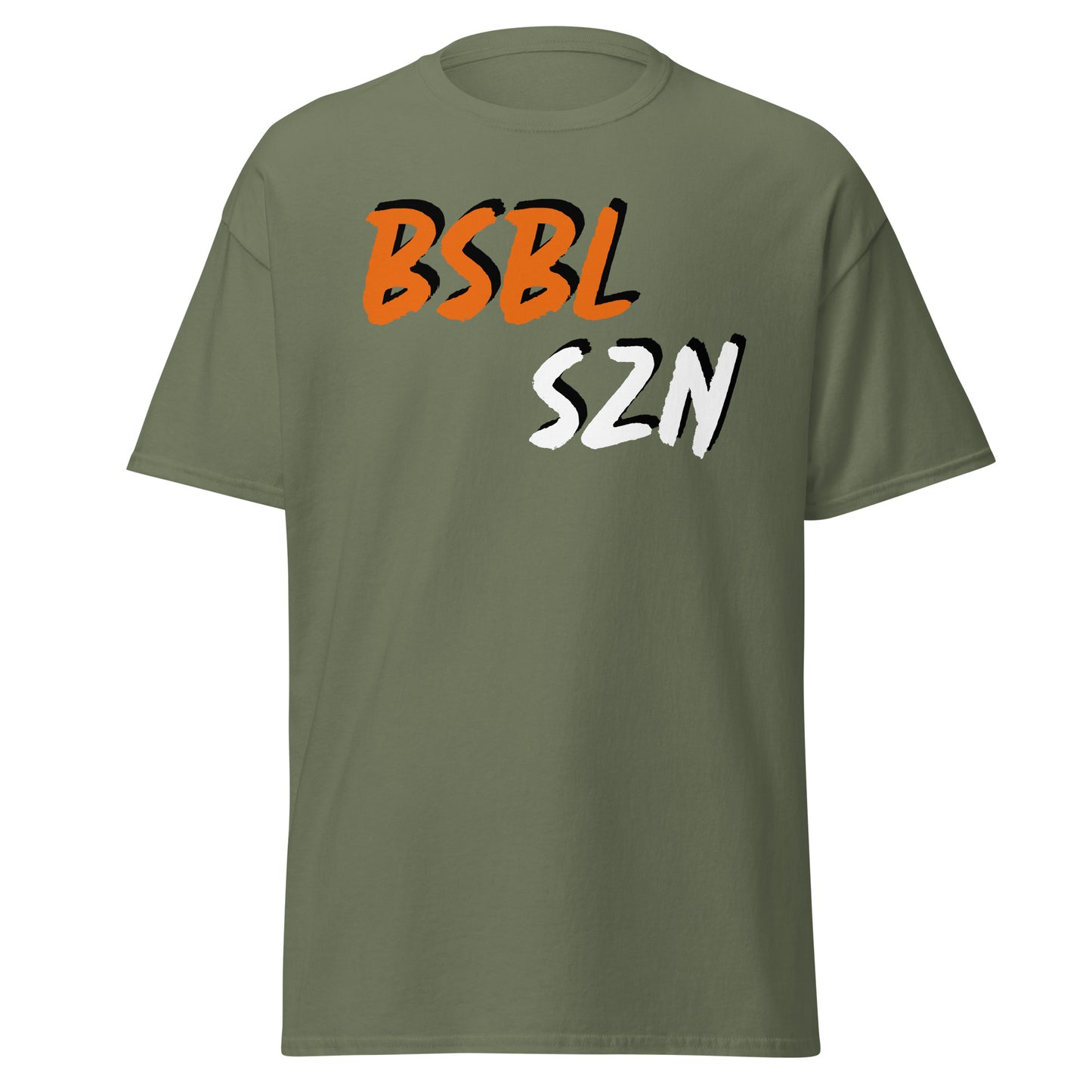 Baseball Season - Orange/White Print - Men's classic tee