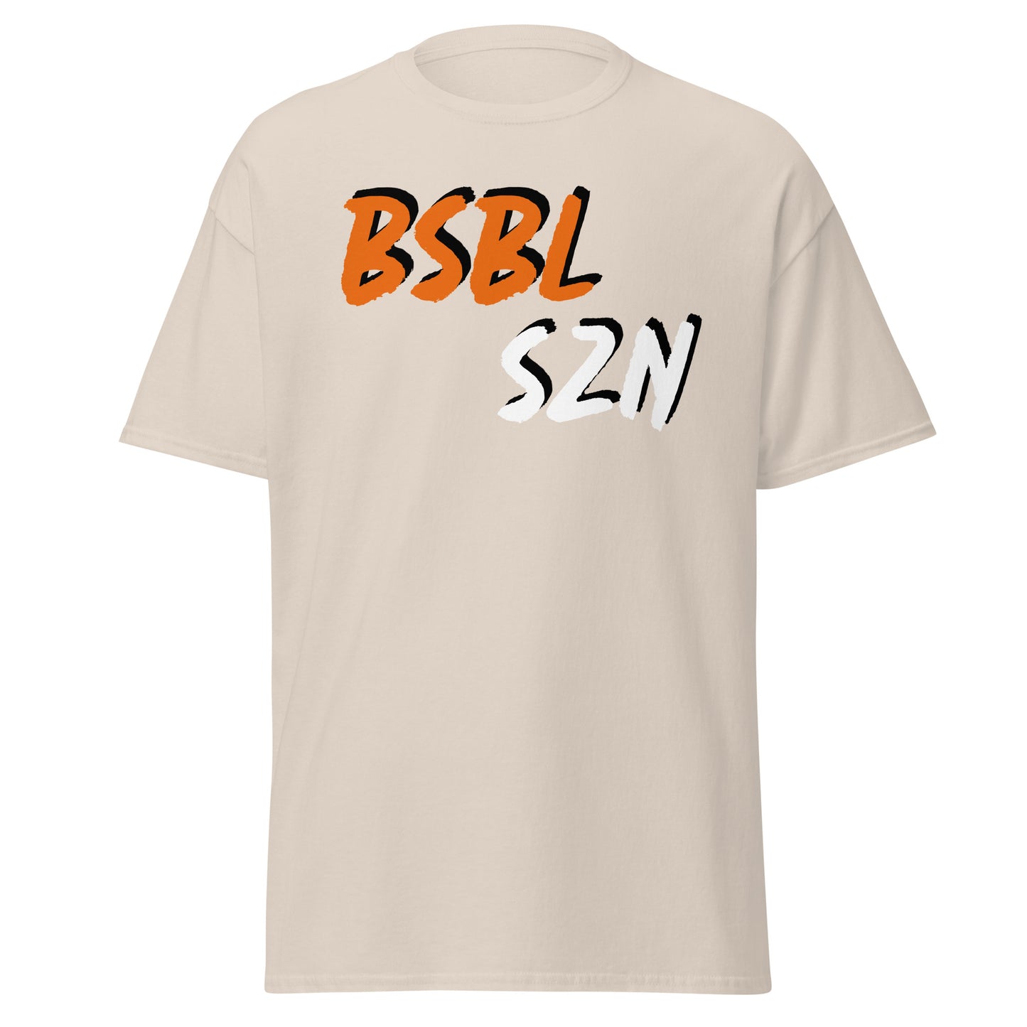 Baseball Season - Orange/White Print - Men's classic tee